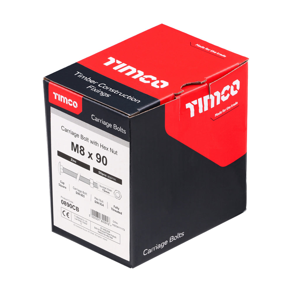 Carriage Bolts & Hex Nuts - Zinc | M8 x 90 additional image 2