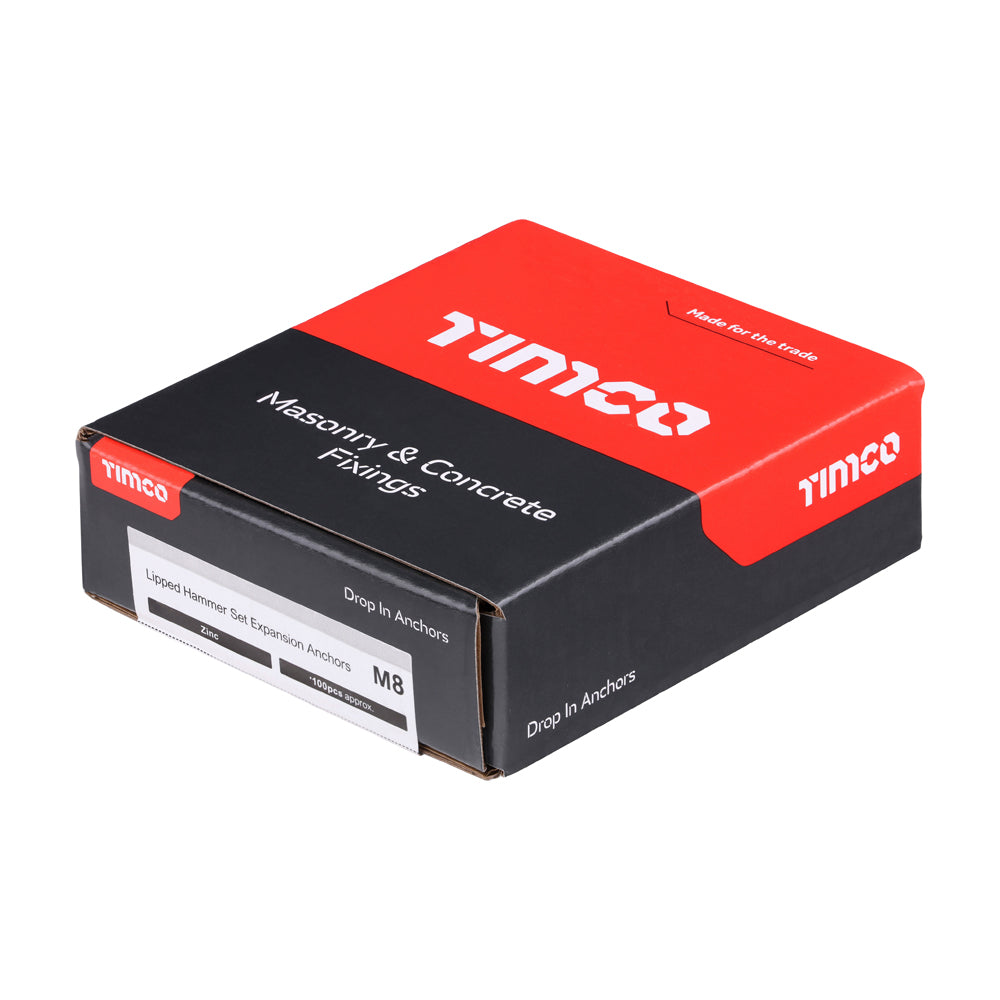 Lipped Drop In Anchors - Zinc | M8 additional image 2