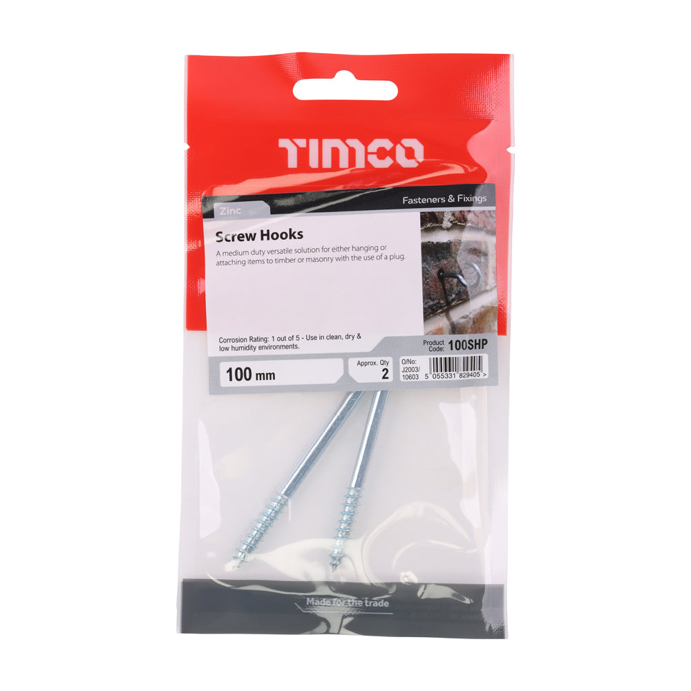 Screw Hooks - Zinc | 100mm additional image 2
