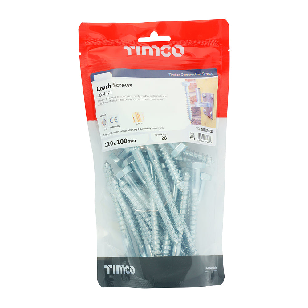 Coach Screws - Hex - Zinc | 10.0 x 100 additional image 2