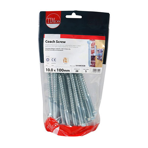 Coach Screws - Hex - Zinc | 10.0 x 100 additional image 3
