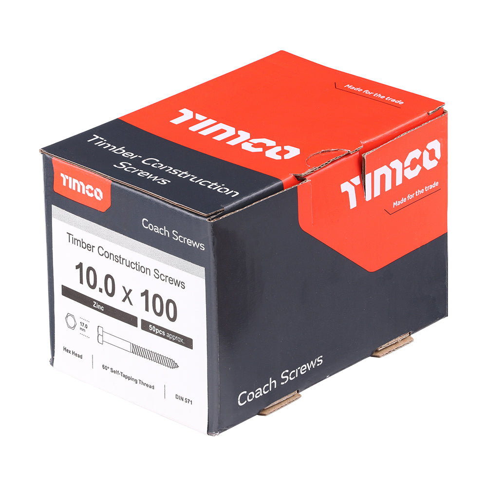 Coach Screws - Hex - Zinc | 10.0 x 100 additional image 2