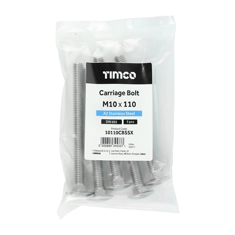 Carriage Bolts - A2 Stainless Steel | M10 x 110 additional image 2