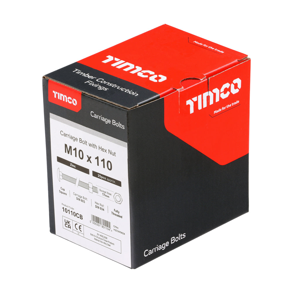 Carriage Bolts & Hex Nuts - Zinc | M10 x 110 additional image 2