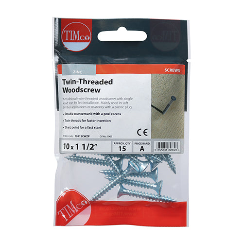 Twin-Thread Woodscrews - PZ - Double Countersunk - Zinc | 10 x 1 1/2 additional image 2