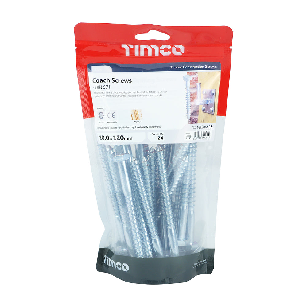 Coach Screws - Hex - Zinc | 10.0 x 120 additional image 2