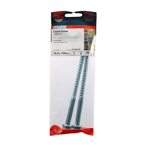 Coach Screws - Hex - Zinc | 10.0 x 150 additional image 2
