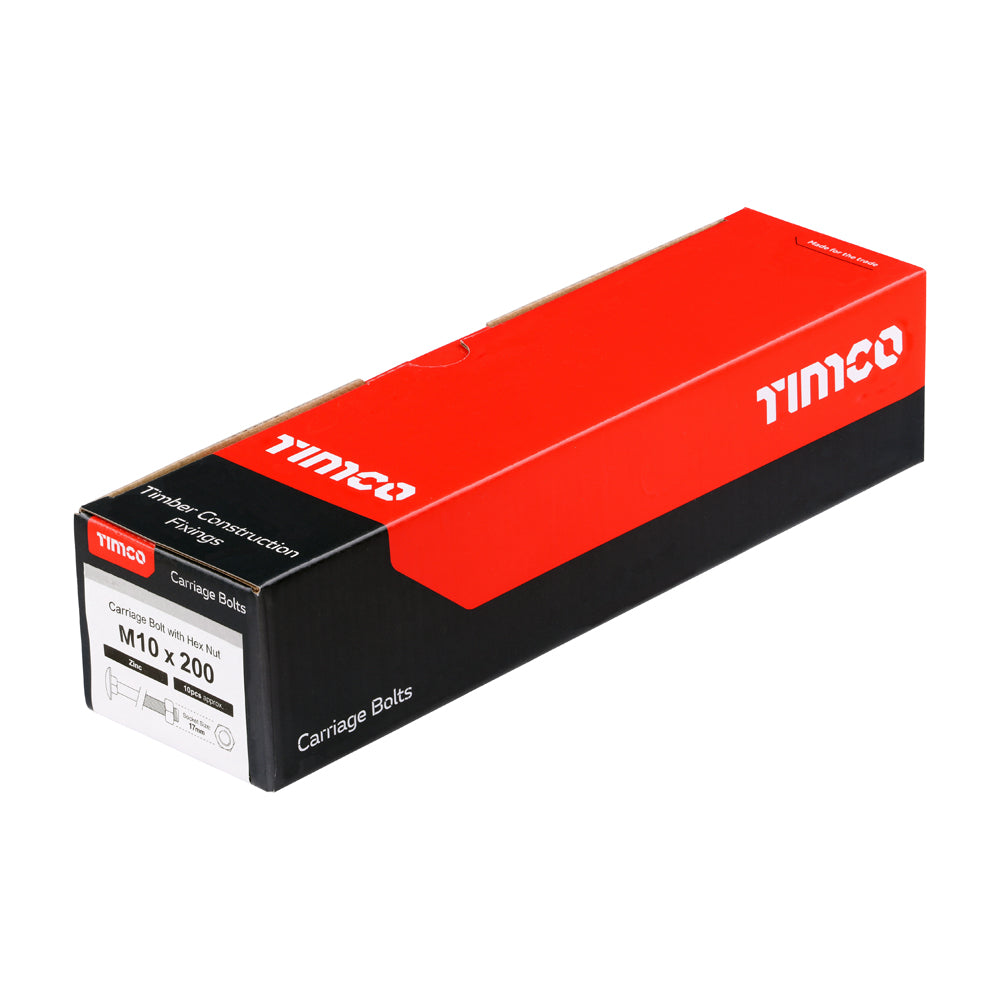Carriage Bolts & Hex Nuts - Zinc | M10 x 200 additional image 2
