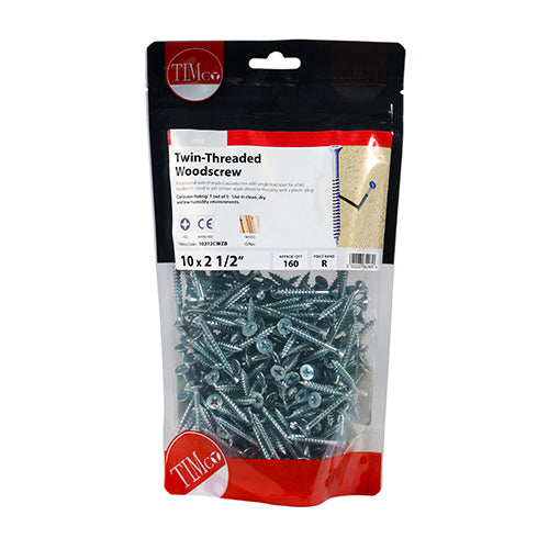 Twin-Thread Woodscrews - PZ - Double Countersunk - Zinc | 10 x 2 1/2 additional image 2