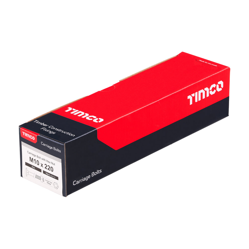 Carriage Bolts & Hex Nuts - Zinc | M10 x 220 additional image 2