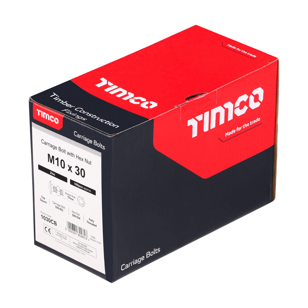 Carriage Bolts & Hex Nuts - Zinc | M10 x 30 additional image 2