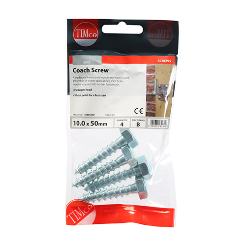 Coach Screws - Hex - Zinc | 10.0 x 50 additional image 2