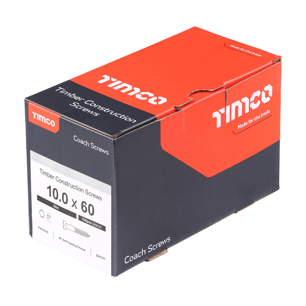 Coach Screws - Hex - Zinc | 10.0 x 60 additional image 2