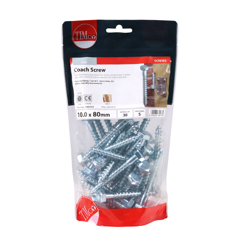 Coach Screws - Hex - Zinc | 10.0 x 80 additional image 3