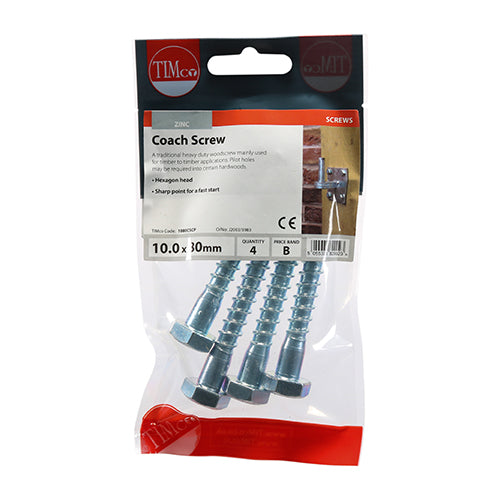 Coach Screws - Hex - Zinc | 10.0 x 80 additional image 2