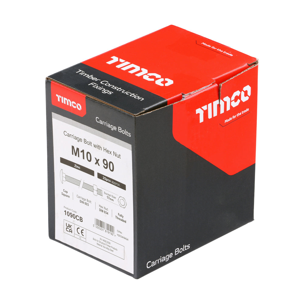 Carriage Bolts & Hex Nuts - Zinc | M10 x 90 additional image 2