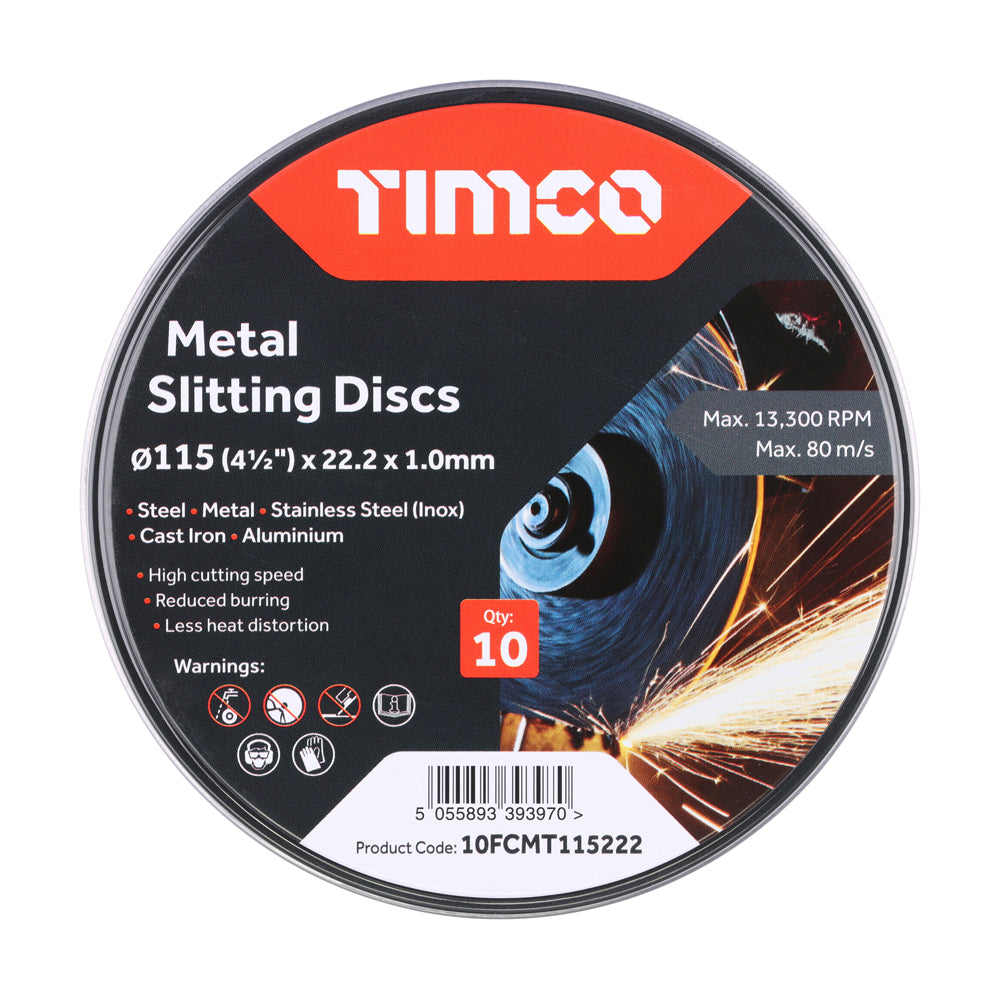 Bonded Abrasive Disc - For Cutting | 115 x 22.2 x 1.0 | Tin | Pack of 10 product image
