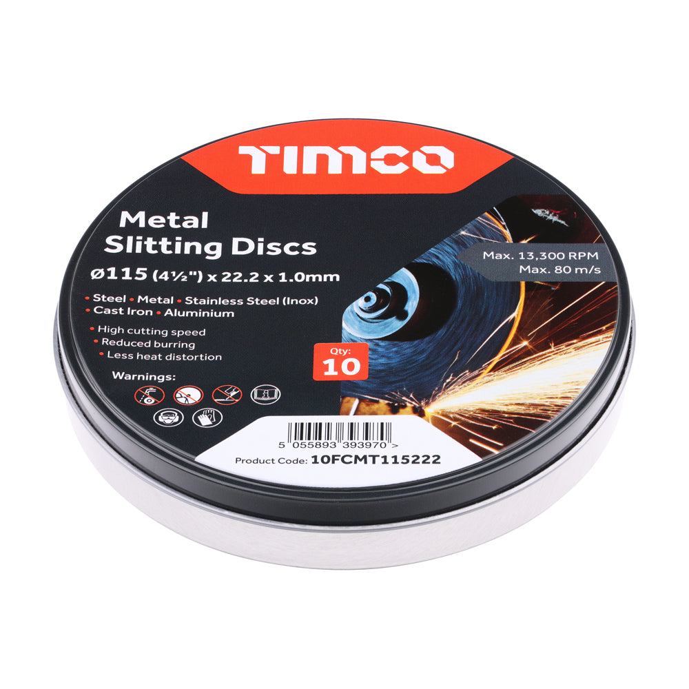 Bonded Abrasive Disc - For Cutting | 115 x 22.2 x 1.0 | Tin | Pack of 10 additional image 2