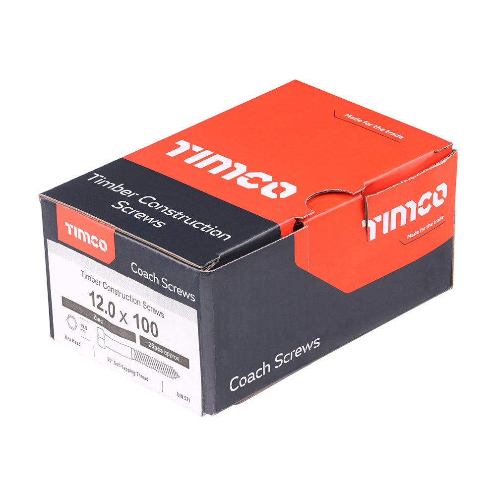 Coach Screws - Hex - Zinc | 12.0 x 100 additional image 2