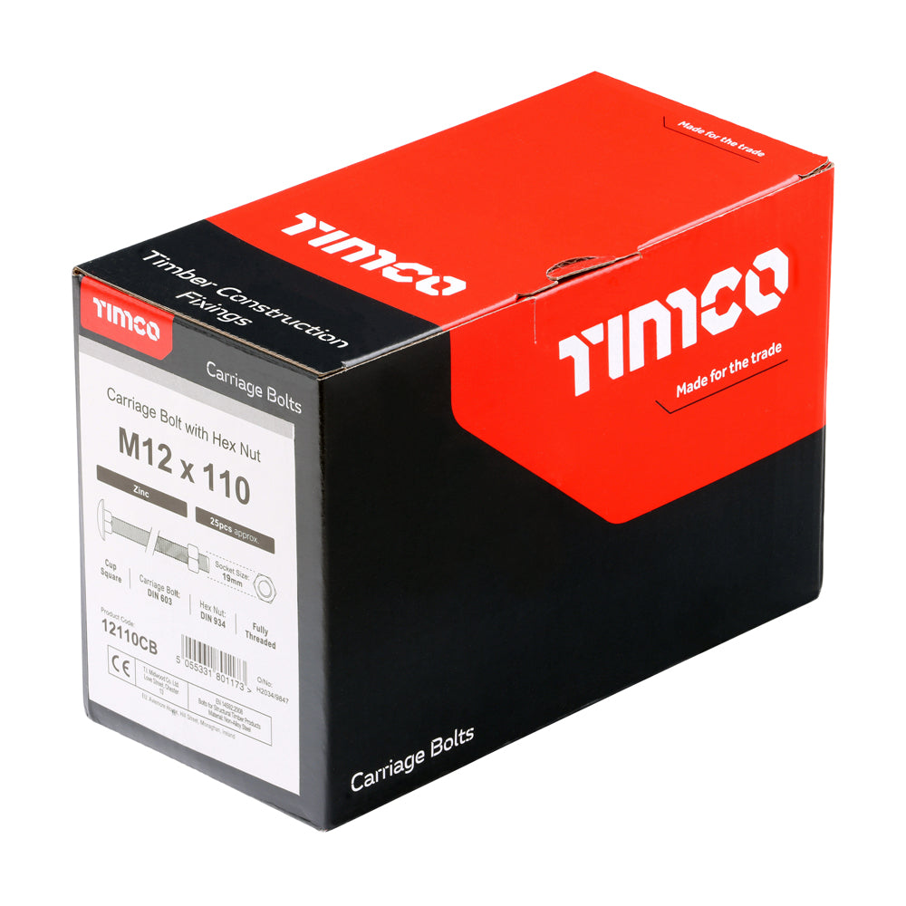 Carriage Bolts & Hex Nuts - Zinc | M12 x 110 additional image 2