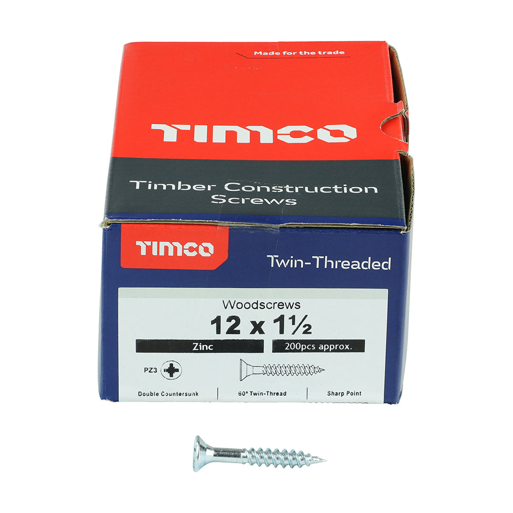 Twin-Threaded Woodscrews - PZ - Double Countersunk - Zinc | 12 x 1 1/2 additional image 3