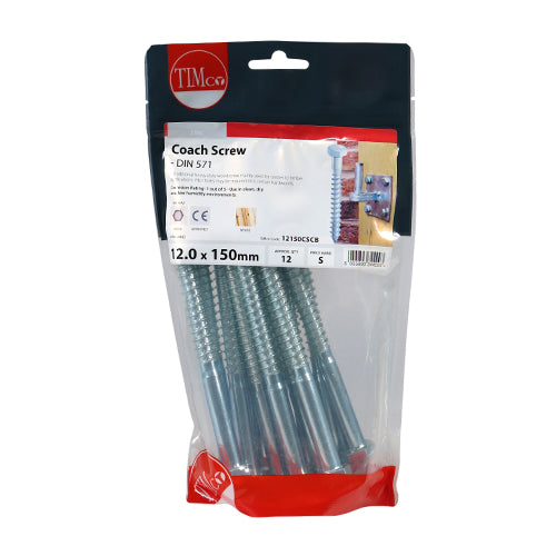 Coach Screws - Hex - Zinc | 12.0 x 150 additional image 3