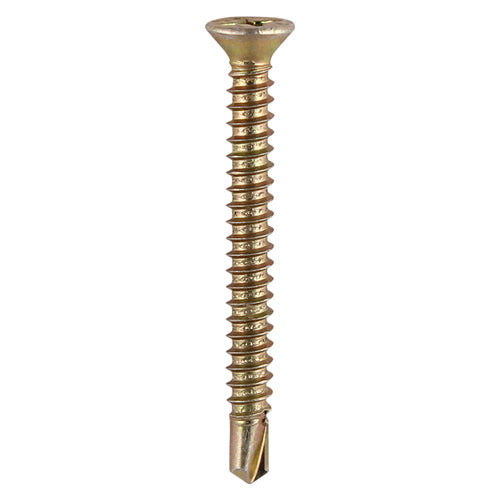 Window Fabrication Screws - Countersunk with Ribs - PH - Self-Tapping - Self-Drilling Point - Yellow | 3.9 x 16 product image