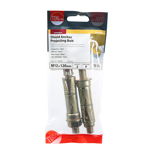 Shield Anchor Projecting Bolts - Yellow | M12:30P (M12 x 120) additional image 2