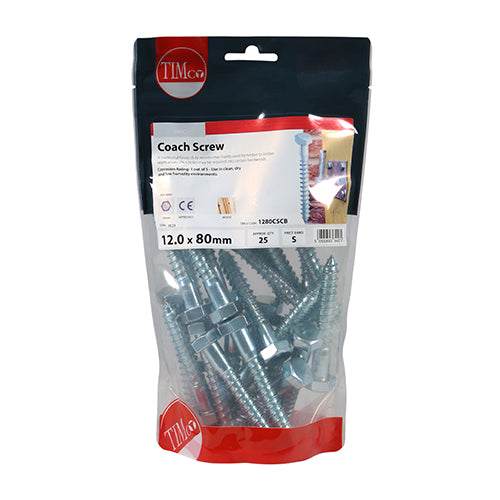 Coach Screws - Hex - Zinc | 12.0 x 80 additional image 3