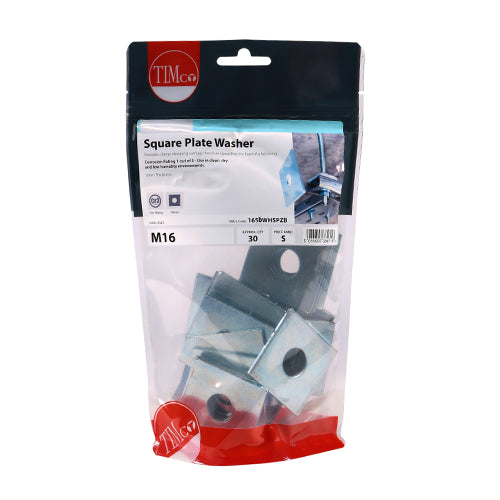 Square Plate Washers - Zinc | M16 x 50 x 50 x 3 additional image 2