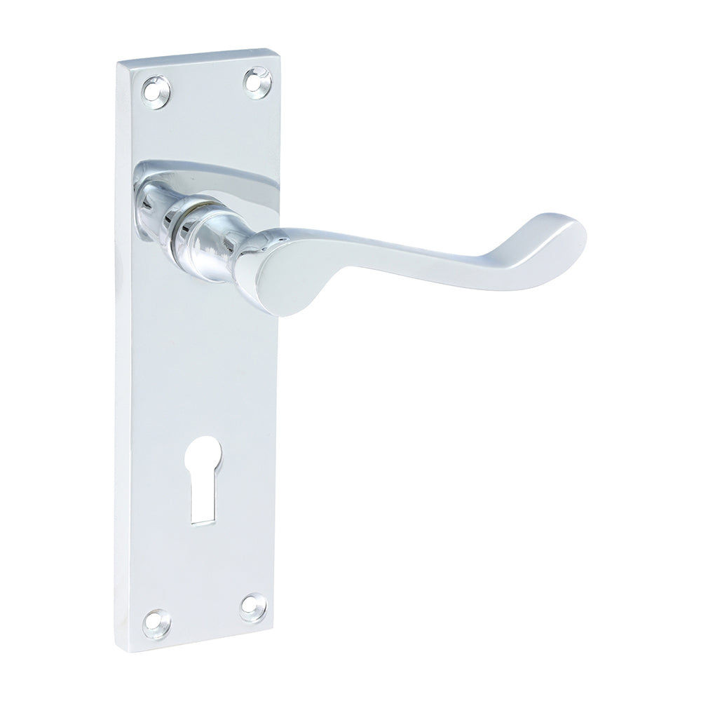 Victorian Scroll Lock Handles - Polished Chrome | 152 x 42 product image
