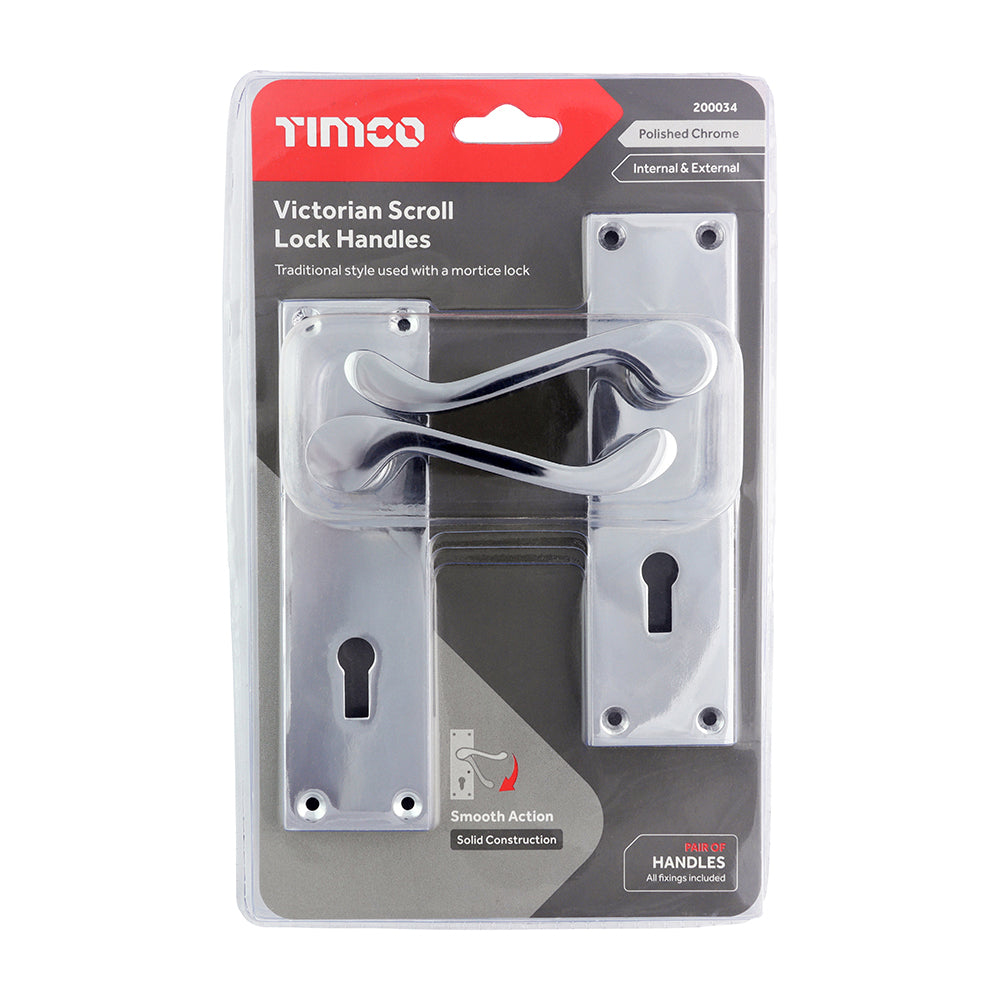 Victorian Scroll Lock Handles - Polished Chrome | 152 x 42 additional image 2