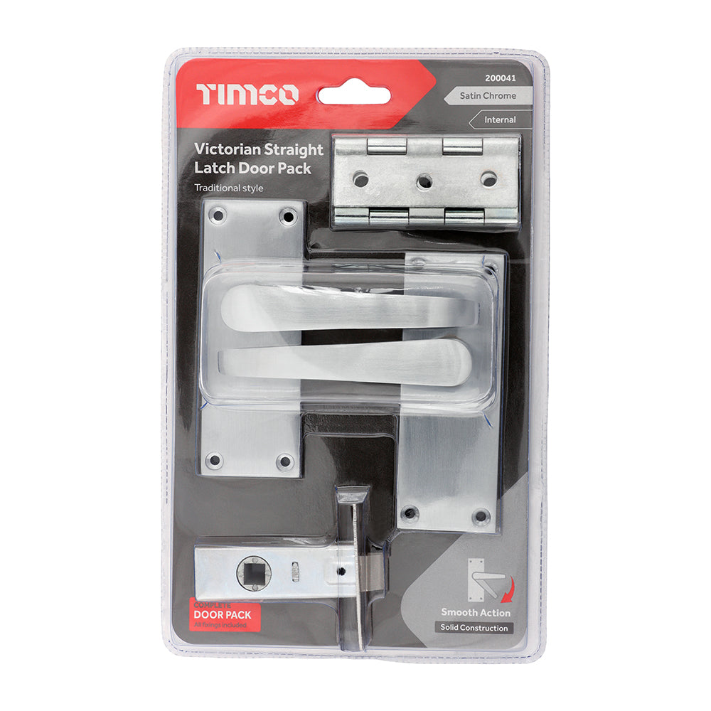 Victorian Straight Latch Door Pack - Satin Chrome | Mixed | Tin | 1 Each | 200041 additional image 2