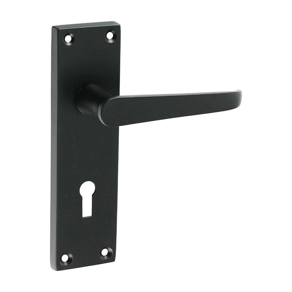 Victorian Straight Lock Handles - Matt Black | 152 x 43 product image