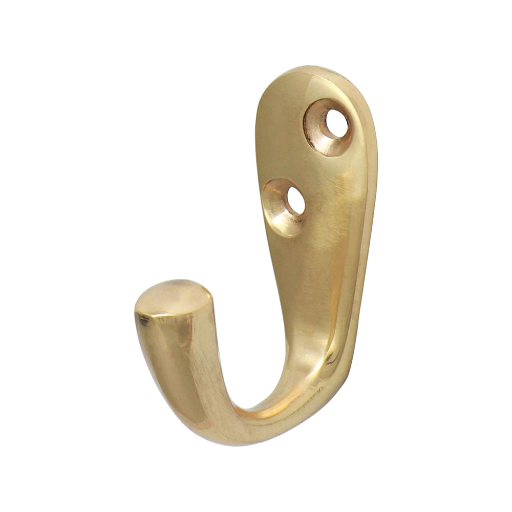 Single Robe Hook - Polished Brass | 44 x 18mm | TIMpac product image