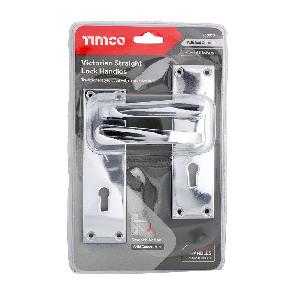 Victorian Straight Lock Handles - Polished Chrome | 152 x 43 additional image 2