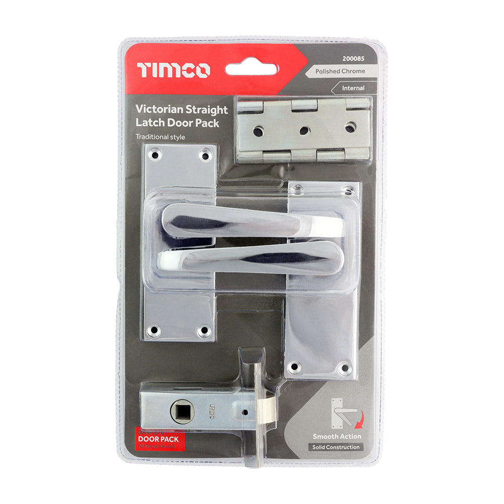 Victorian Straight Latch Door Pack - Polished Chrome | Mixed | Pack additional image 2