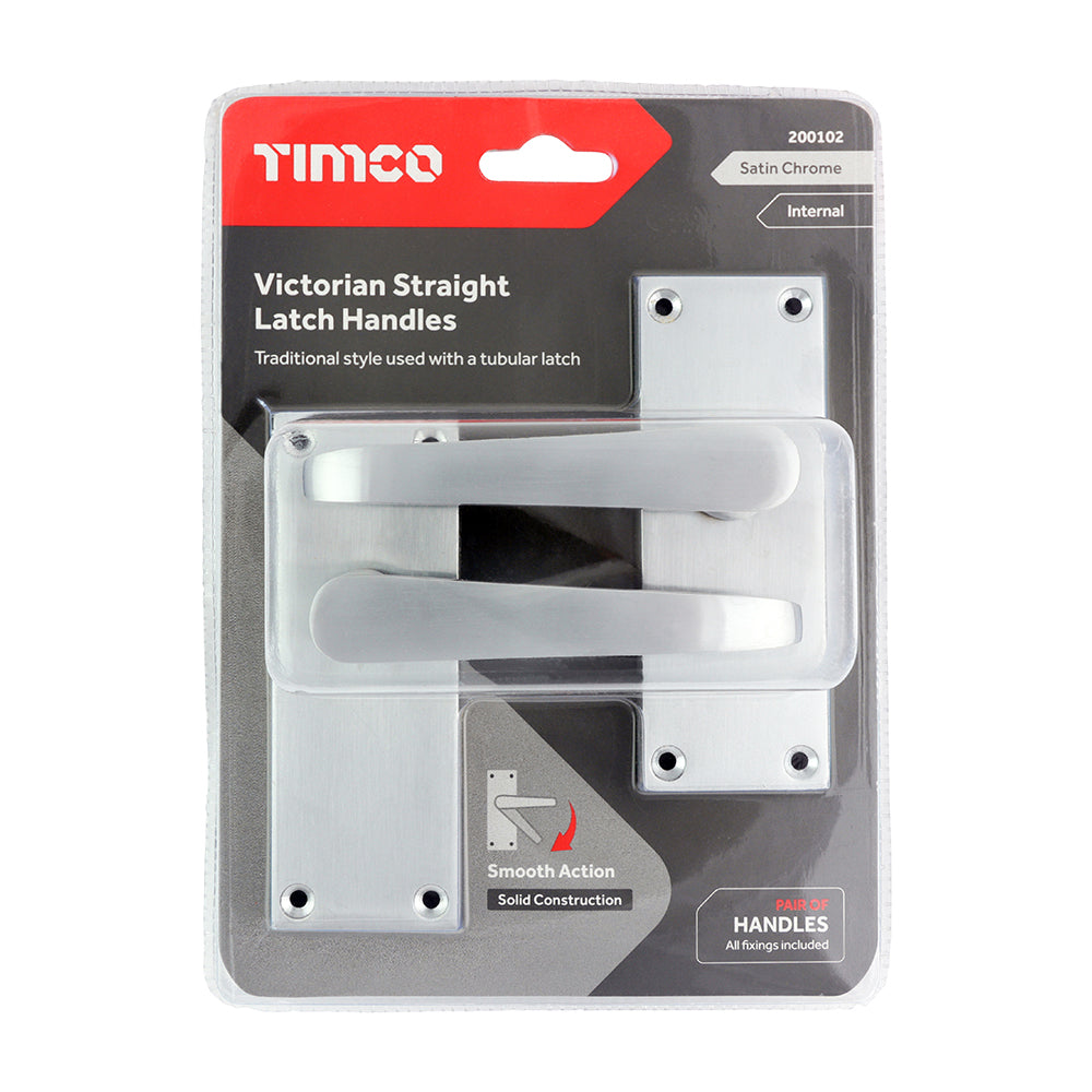 Victorian Straight Latch Handles - Satin Chrome | 114 x 42 additional image 2