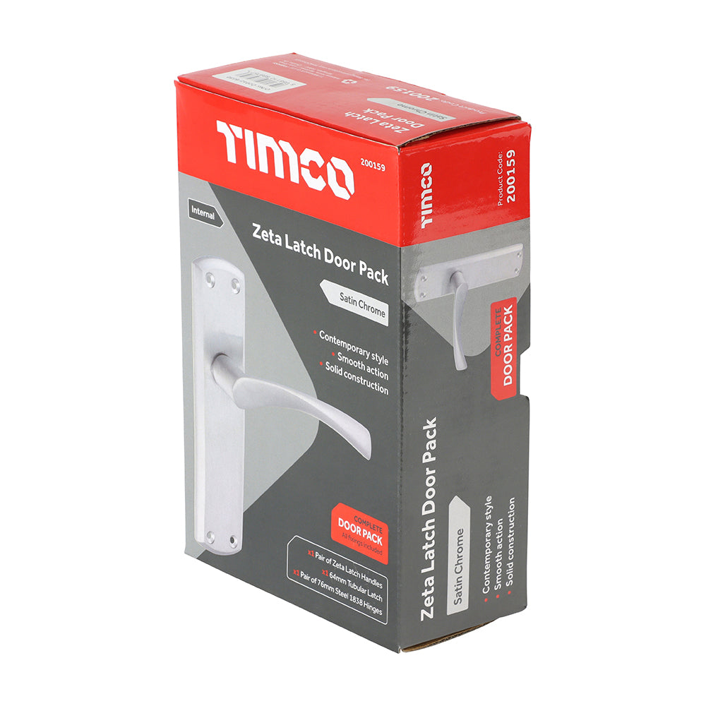 Zeta Latch Door Pack - Satin Chrome | Mixed additional image 2