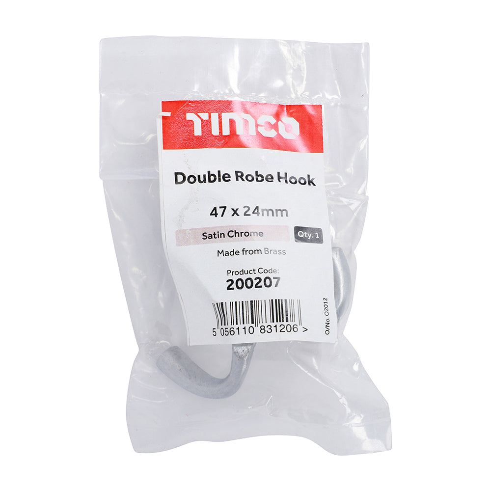 Double Robe Hook - Satin Chrome | 47 x 24mm | Bag additional image 2