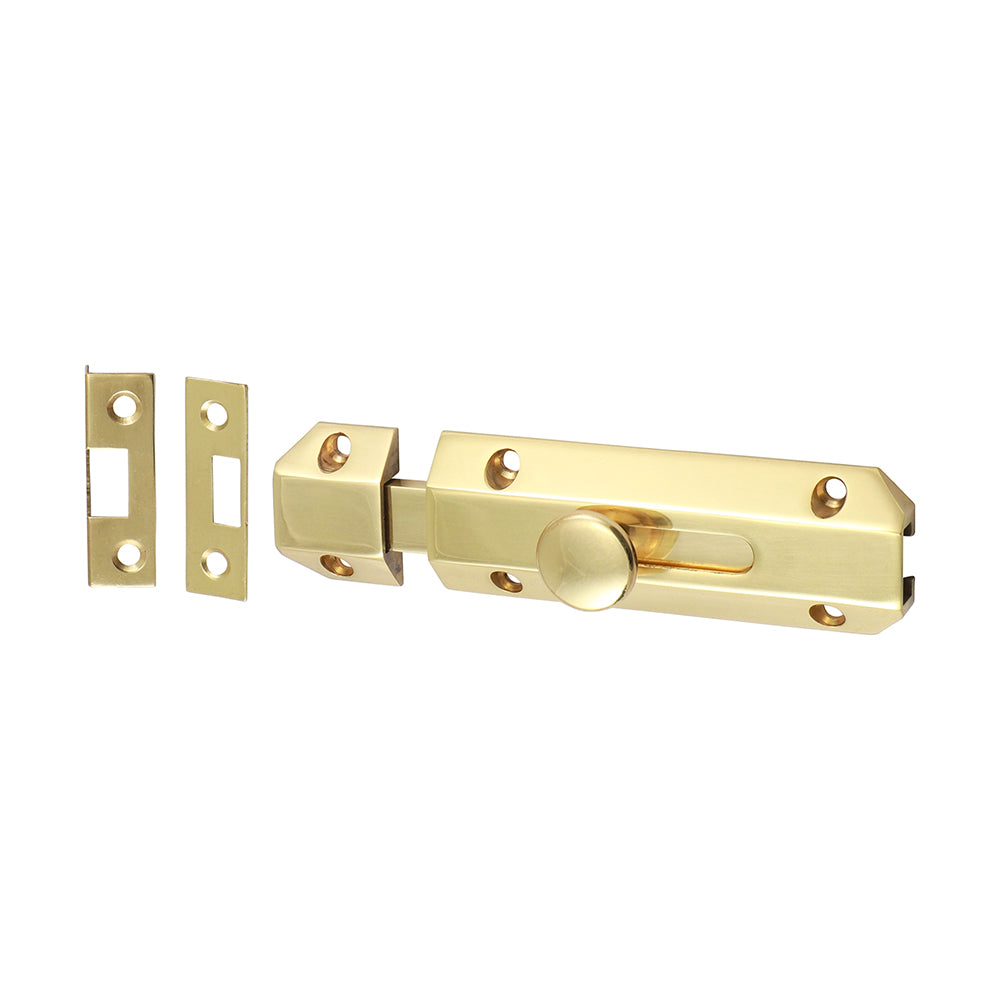 Architectural Flat Section Bolt - Polished Brass | 100 x 35mm | Bag product image