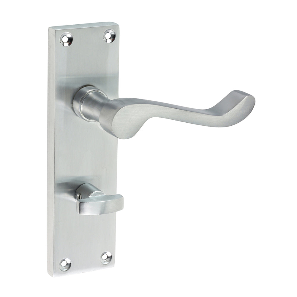Victorian Scroll Bathroom Handles - Satin Chrome | 152 x 42 product image
