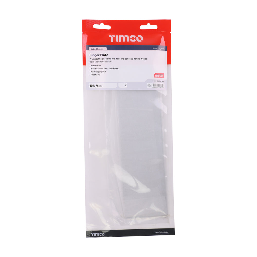 Finger Plate - Satin Chrome | 305 x 76 | Bag | 1 Each | 200416P additional image 2
