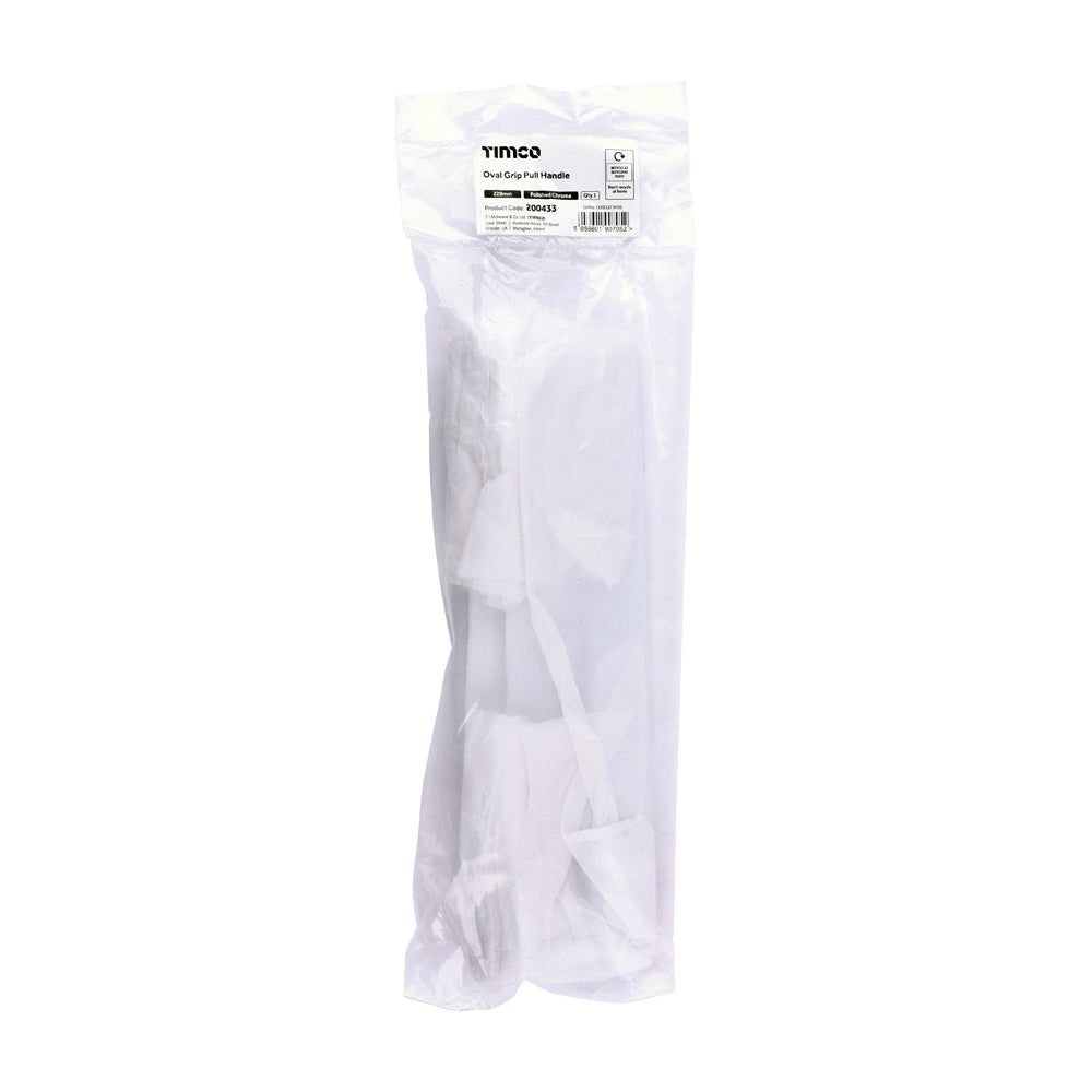 Oval Grip Pull Handle - Polished Chrome | 228mm | Bag | 1 Each | 200433 additional image 2