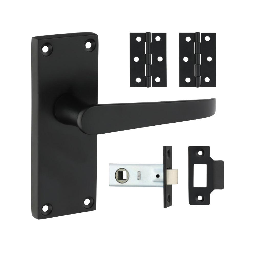 Victorian Straight Latch Door Pack - Matt Black | Mixed | Pack product image