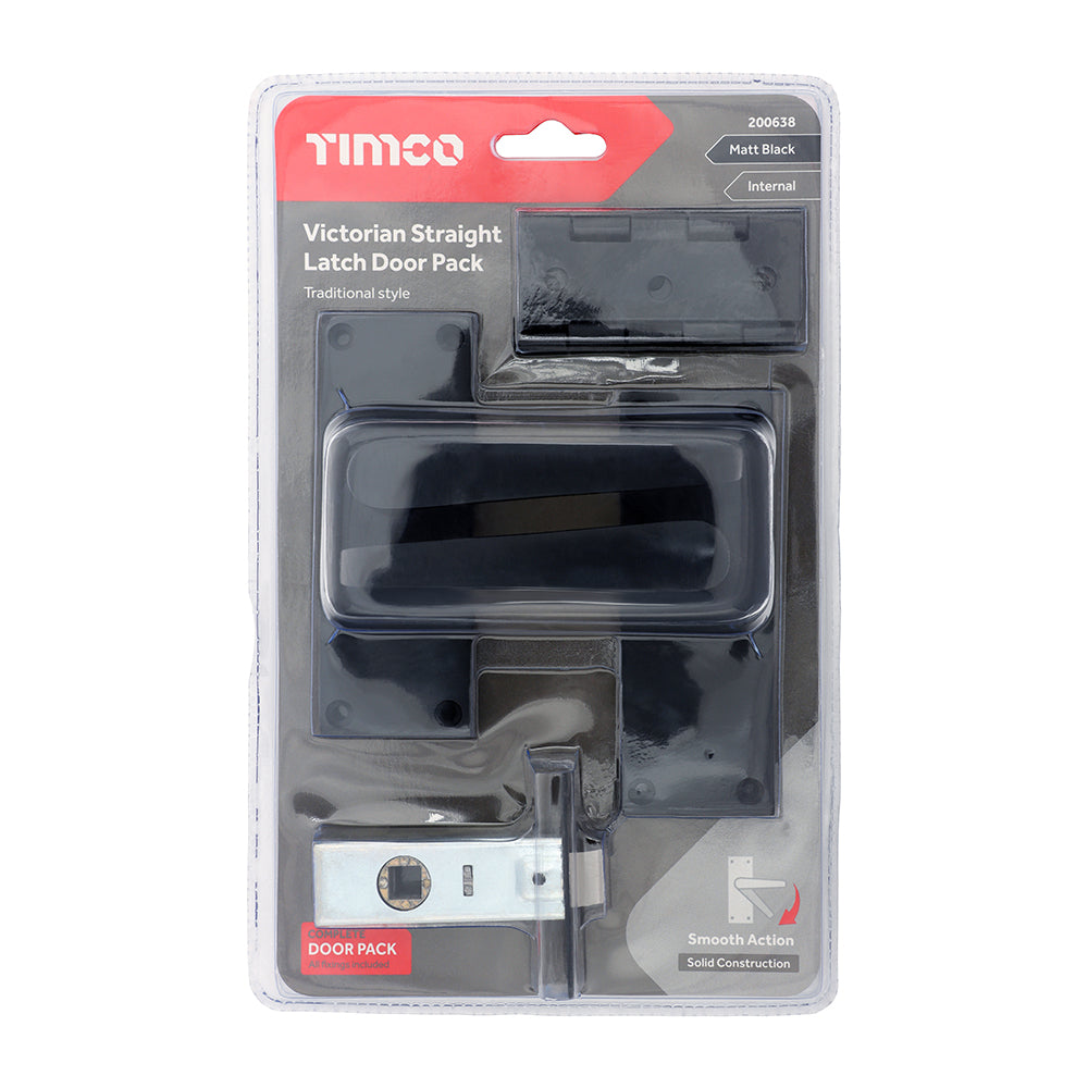 Victorian Straight Latch Door Pack - Matt Black | Mixed | Pack additional image 2