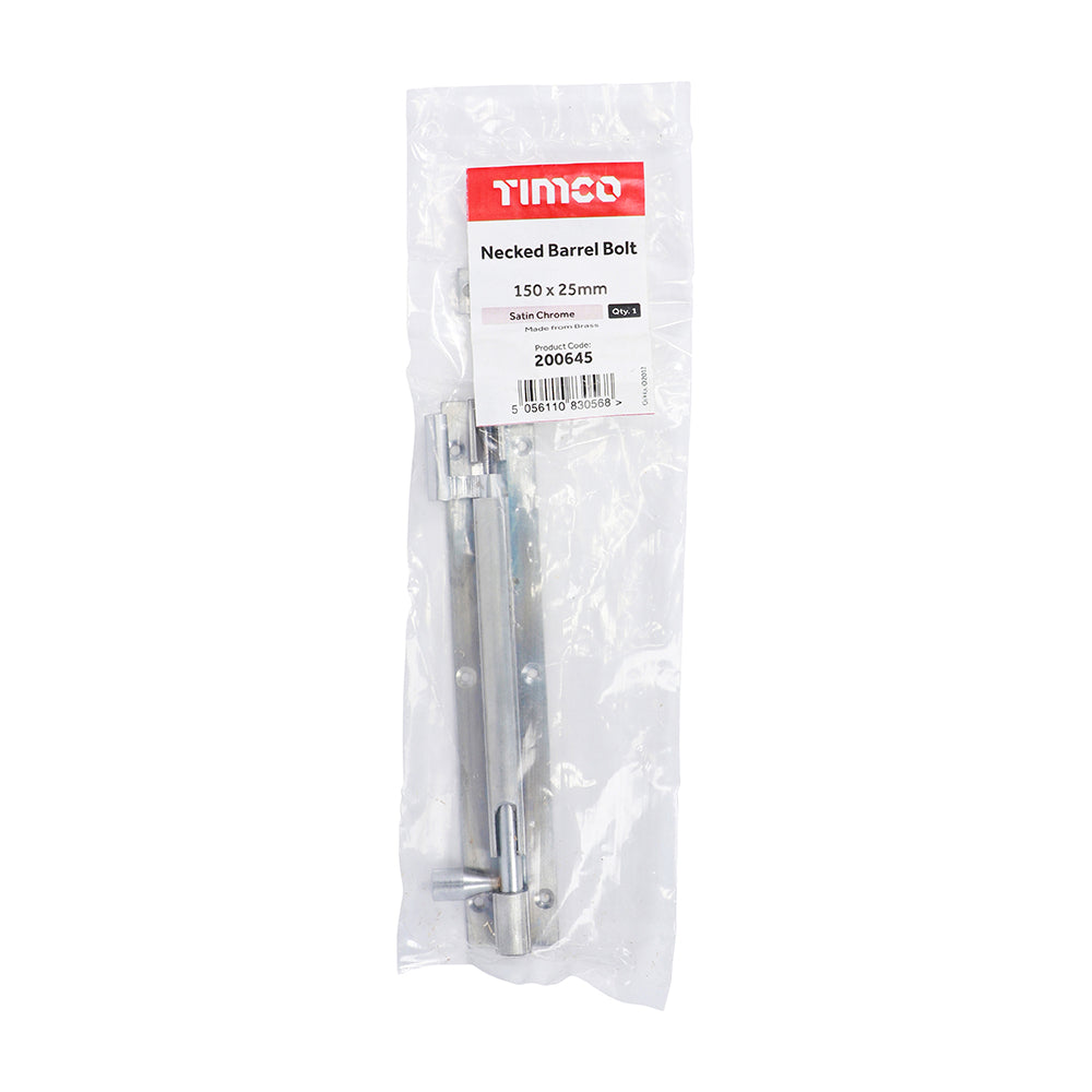 Necked Barrel Bolt - Satin Chrome | 150 x 25mm | Bag additional image 2