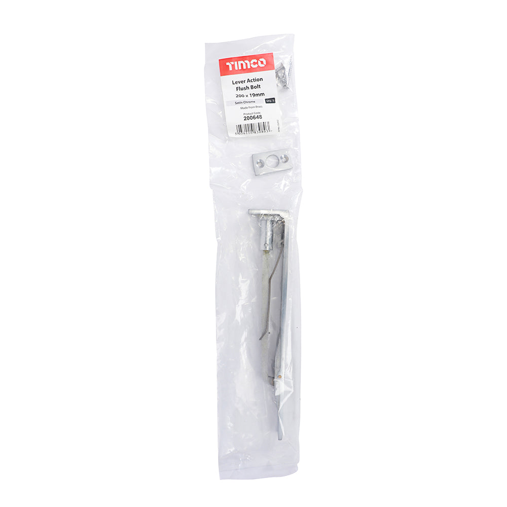 Lever Action Flush Bolt - Satin Chrome | 200 x 19mm | Bag additional image 2