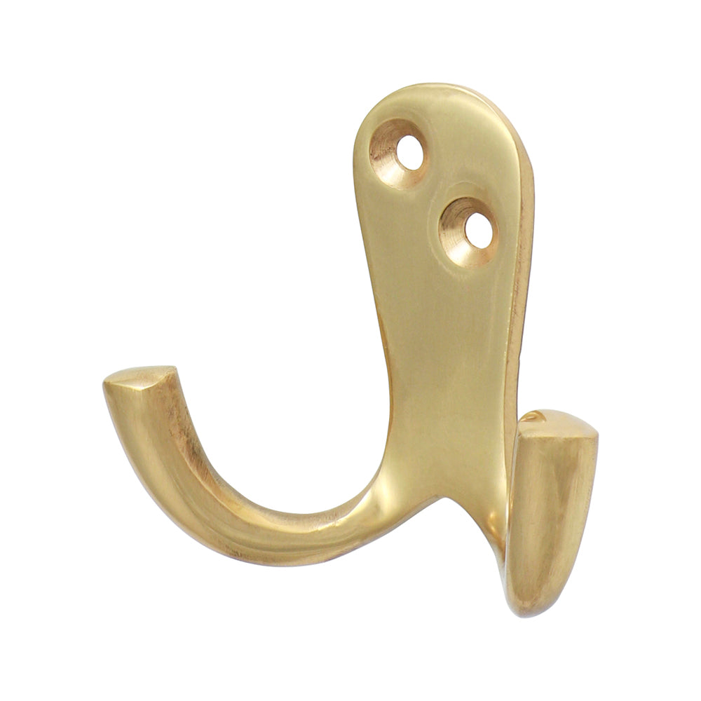 Double Robe Hook - Polished Brass | 47 x 24mm | TIMpac product image