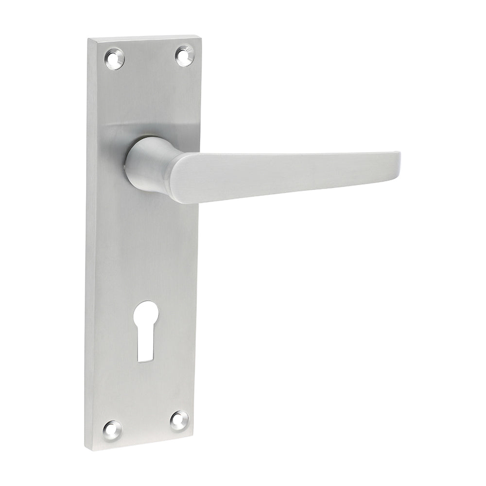 Victorian Straight Lock Handles - Satin Chrome | 152 x 43 product image